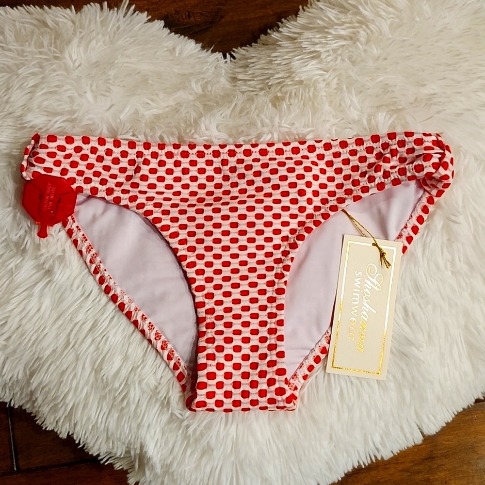 Shoshanna white with red polka dots bikini bottoms sz XS NWT